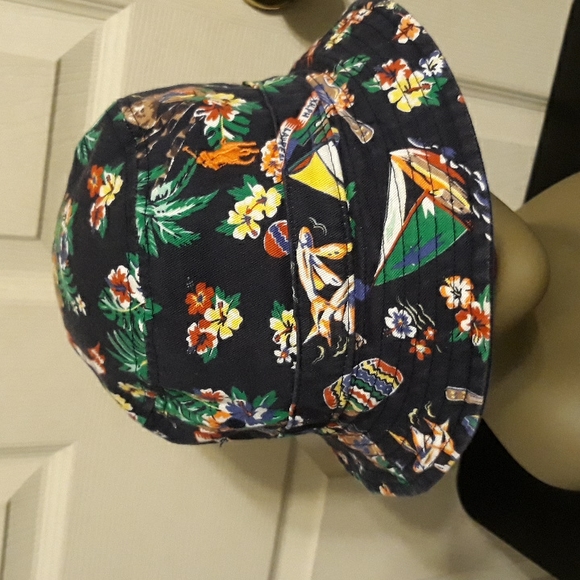 NWT Polo Ralph Lauren Hawiaan Bear Chino Bucket Hat - Navy Multi - Picture 7 of 12